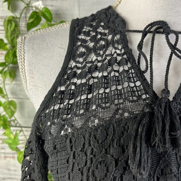 Hollister Blouse Extra Small Black Lace Cold Shoulder Cocktail Evening Gothic - Picture 6 of 11